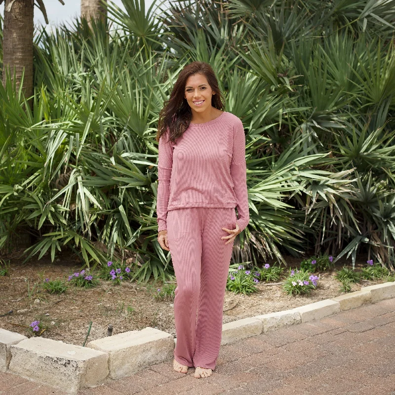 High waist design Summer women’s pants Women's Ribbed High Waisted Wide Leg Pant in Dusty Rose High waist design Summer women’s pants Women's Ribbed High Waisted Wide Leg Pant in Dusty Rose