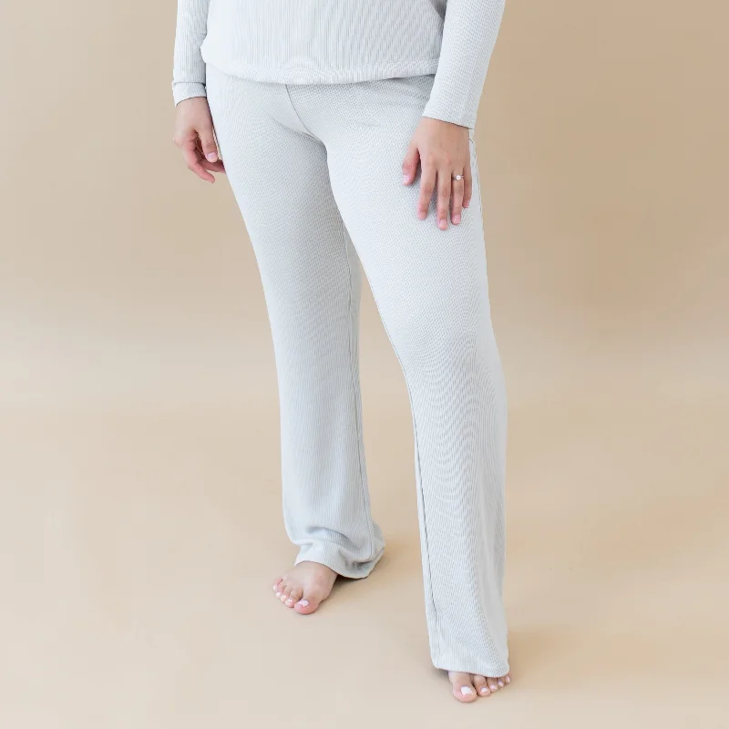 Street Style Suit Stretch pleated wrap skirt Women's Ribbed High Waisted Wide Leg Pant in Oat