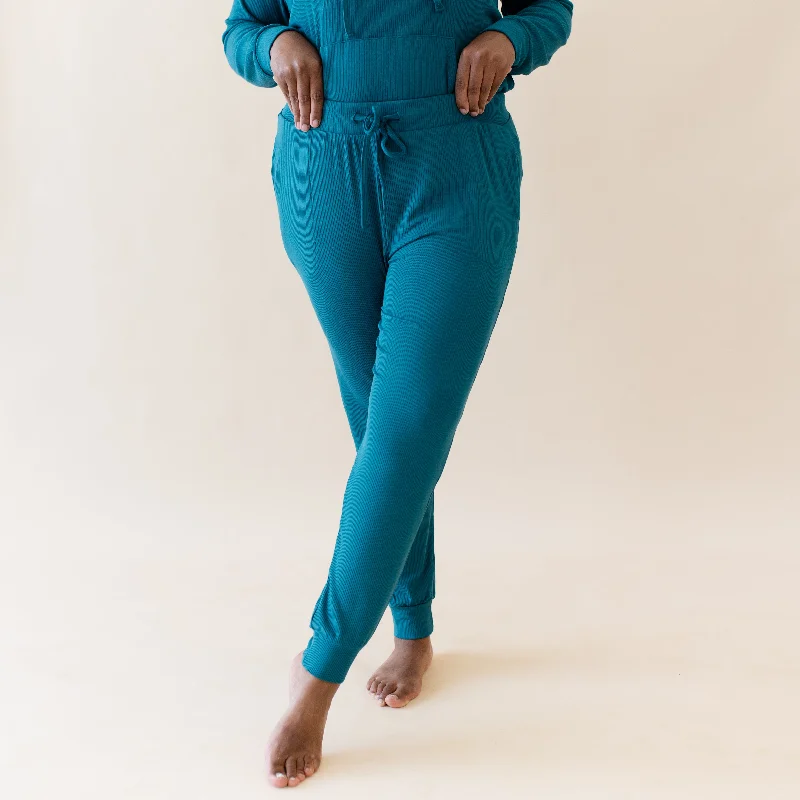 Short skirt design Slim fit trousers Women's Ribbed Jogger Pant in Loch