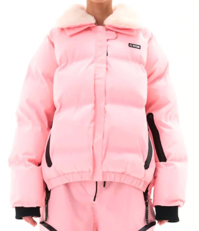 Sweet breath Sherpa-lined Jacket Women's Saroma Snow Jacket In Pastel Pink