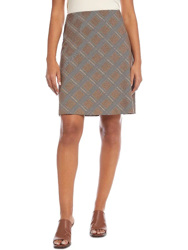 Multi-functional style Split back skirt Womens Woven Plaid A-Line Skirt