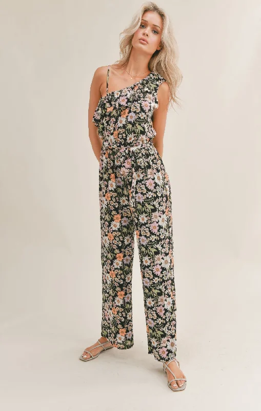 Fashionable and versatile Halter neck bodysuit Getaway Garden One Shoulder Jumpsuit