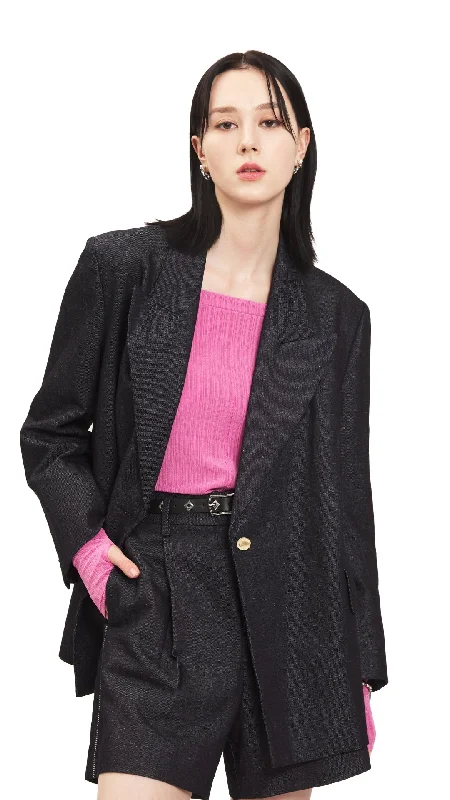 Sports suit style Pleated blazer Denim Blazer