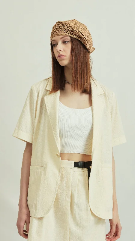 Cool Summer Tweed check blazer Short Sleeves Blazer