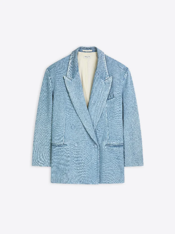 Comfortable and simple Shawl collar blazer Oversized denim blazer