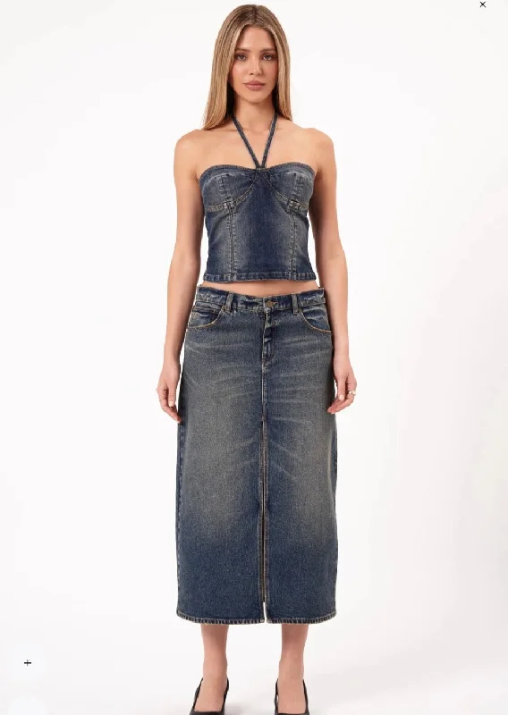 High-quality fabrics 99 Maxi Skirt Zendaya Dark Vintage Indigo