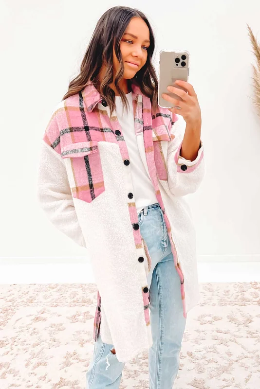 Elegant and noble Luxe winter coat Amrica Shacket Pink