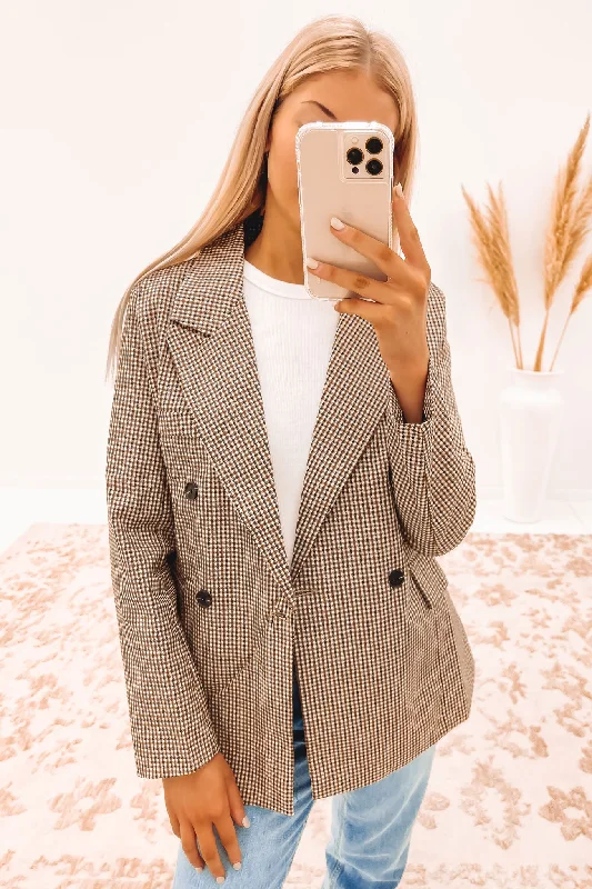 Fashionable and versatile Printed utility jacket Alantis Blazer Brown Check
