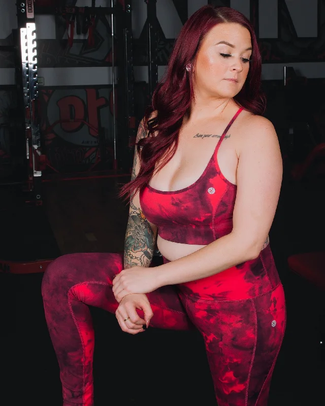 Comfortable down Long sleeve workout top Women's Athletic Tie Dye Leggings - Red