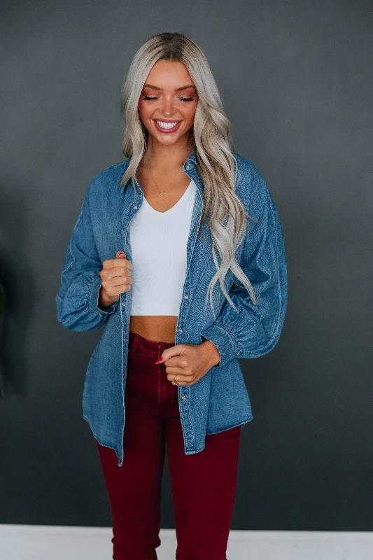 Sports Fitness Style Down vest jacket Audrey Denim Shacket