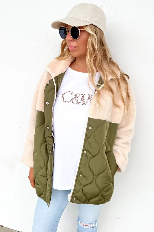 High waist design Parka coat Brielle Jacket Cream Khaki