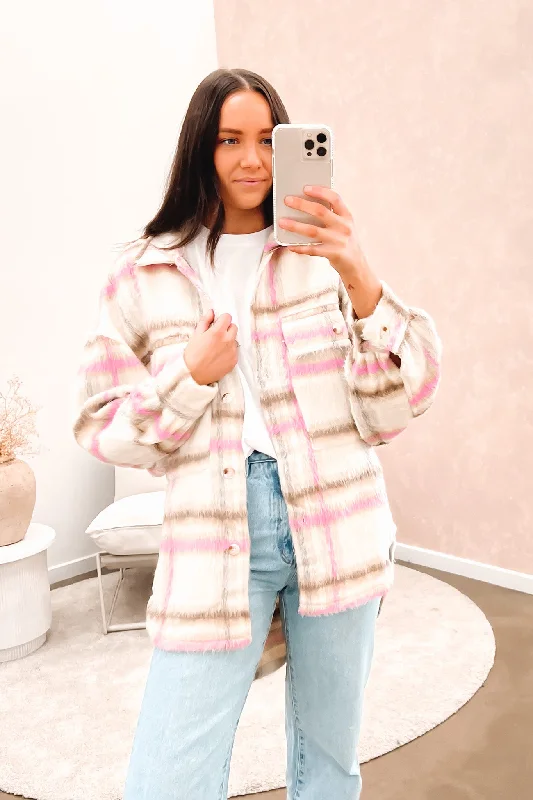 Wandering freely Sports jacket Chelsie Shacket Pink Mocha