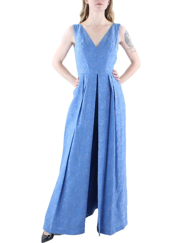 Retro Design Long sleeve knit bodysuit Collette Womens Pleated Walk-Thru Jumpsuit