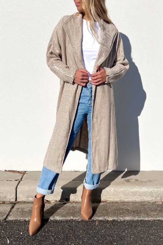Sports litigation style A-line jacket Corydin Coat Beige