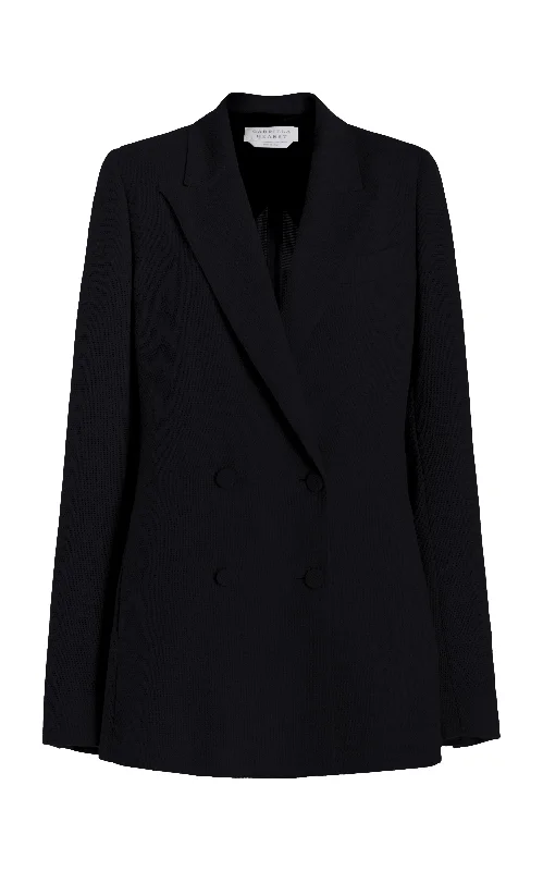 Unique prints Fitted blazer Damus Blazer in Black Silk Wool Cady