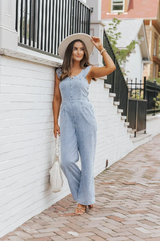 Comfortable And Simple Corset-style bodysuit Denim Seam Detail Wide Leg Jumpsuit - FINAL SALE Comfortable And Simple Corset-style bodysuit Denim Seam Detail Wide Leg Jumpsuit - FINAL SALE