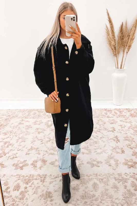 Slim Fit Turtleneck jacket Elara Teddy Jacket Black