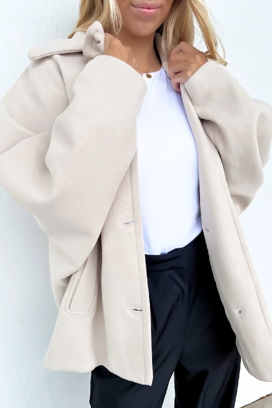Fashionable and casual Casual zip trench Elly Coat Beige