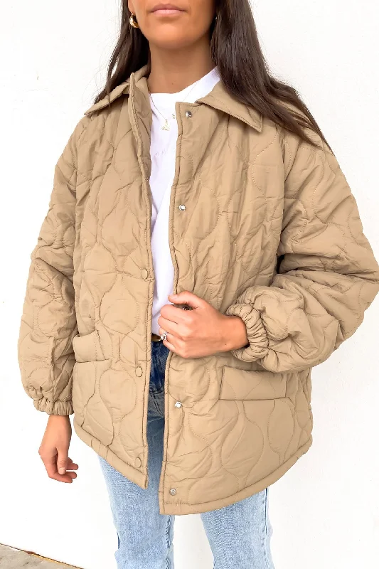Exquisite workmanship Quilted work jacket Elyse Quilted Jacket Beige