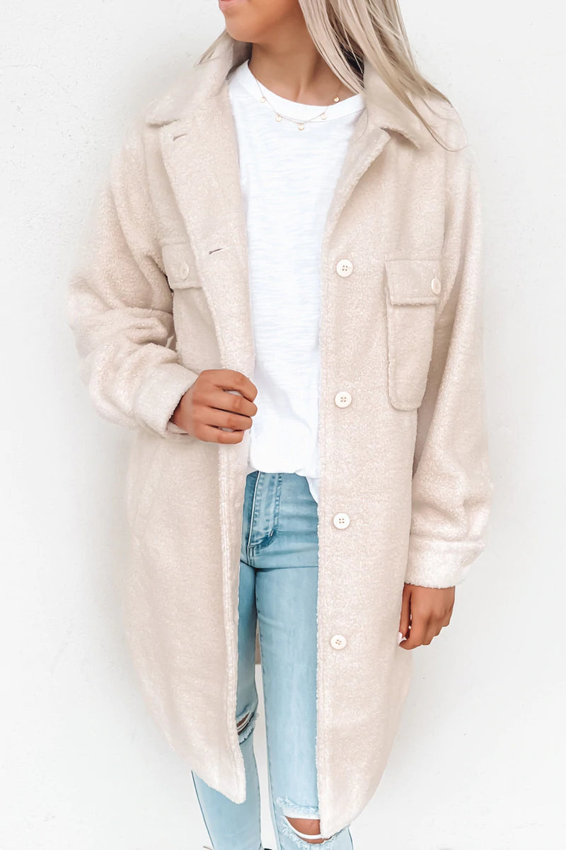 Mid-length Style Designer parka Faith Longline Shacket Natural