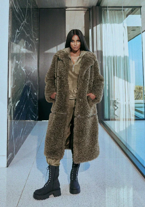 Windbreaker fashion Cashmere coat Faux Fur Maxi Coat