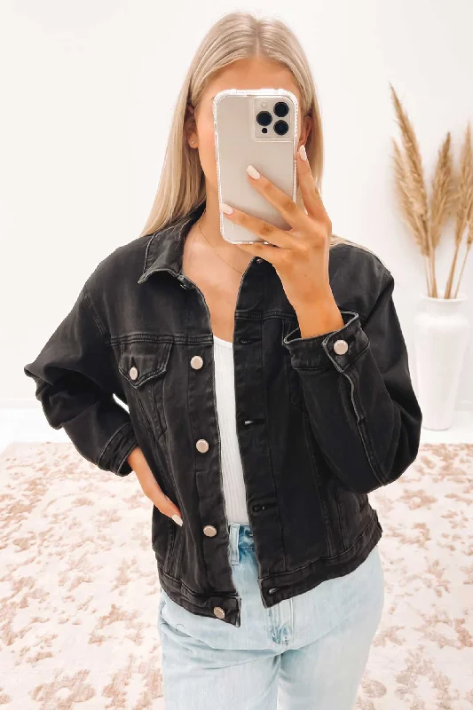 Trendy and versatile Utility jacket Finley Denim Jacket Washed Black