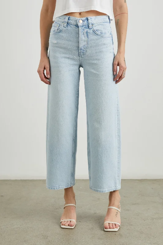 Sports Casual Style GETTY CROP WIDE LEG - OCEAN BREEZE DISTRESS
