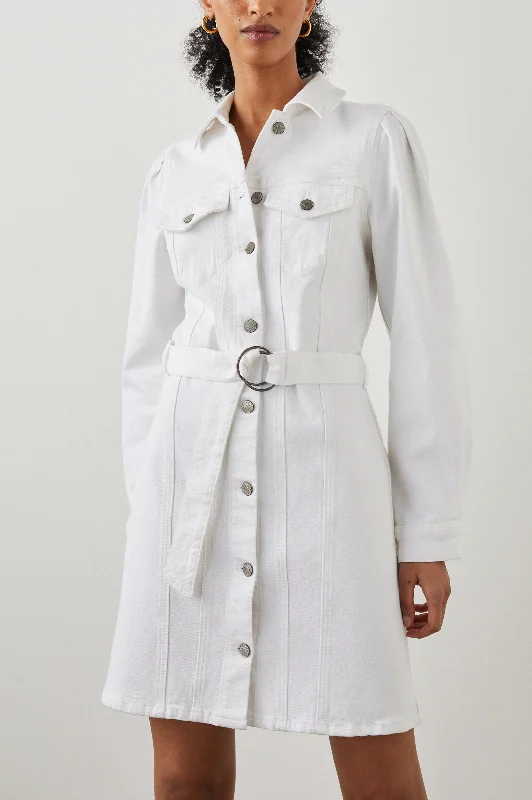 High waist design GRIFFITH DRESS - SALT WHITE