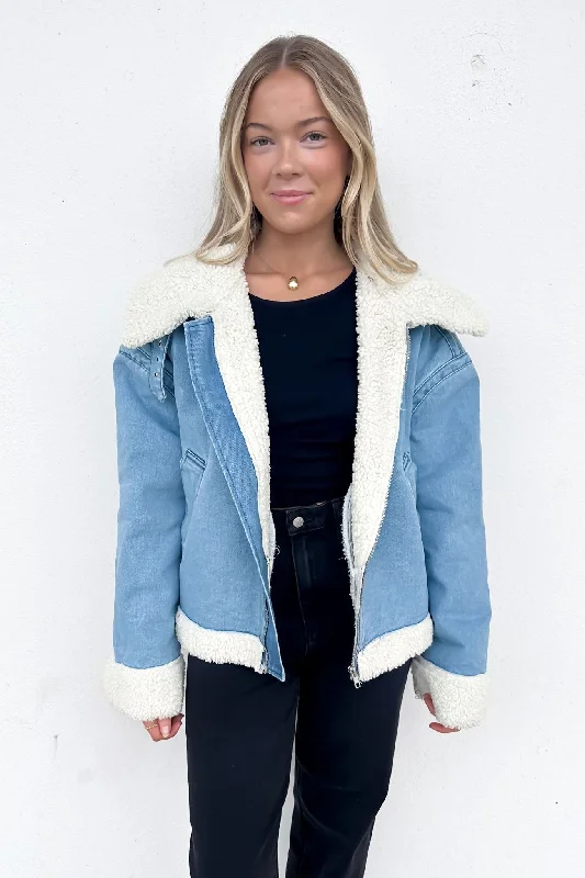 Sports Tights Cropped denim jacket Izzy Denim Sherpa Jacket Blue