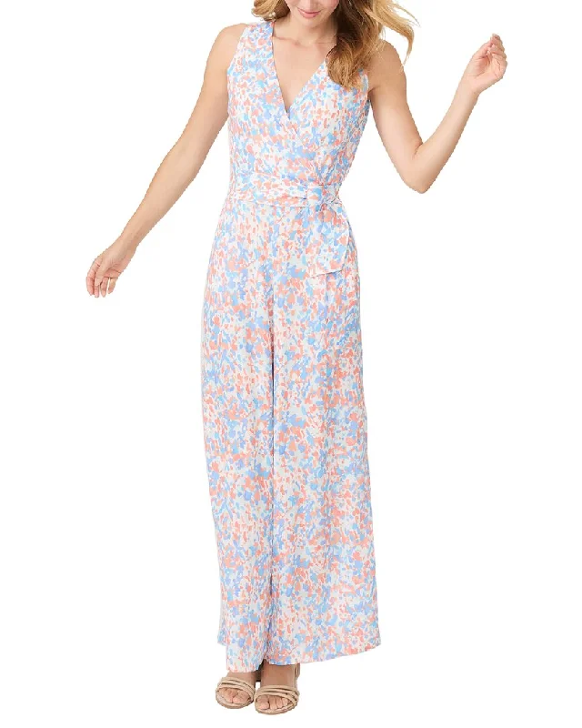 Retro Literary Style Deep V bodysuit J.McLaughlin Pier Pebble Hermione Jumpsuit