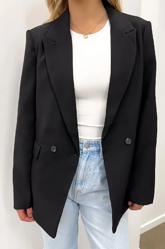 Comfortable down Simple zip-up coat Jade Blazer Black