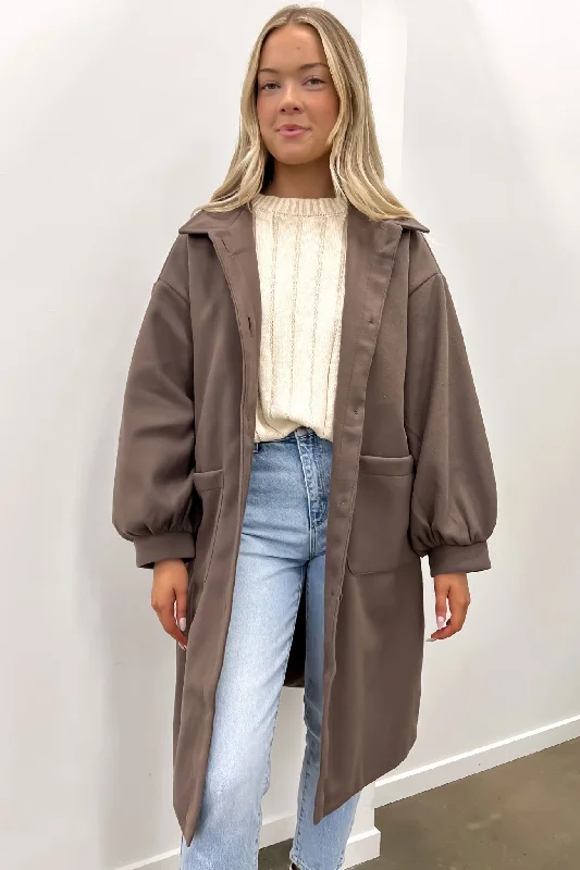 Multi-functional style Trucker jacket Jaymie Coat Chocolate