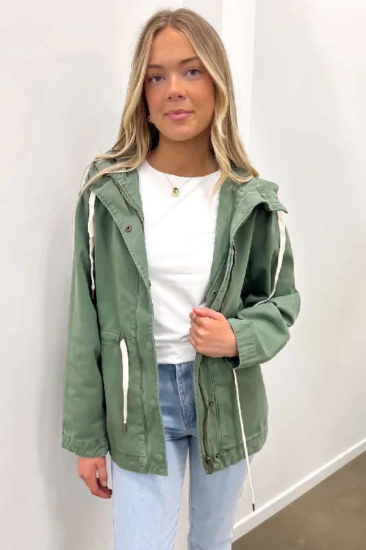 Letter embroidery Raincoat jacket Kingston Anorak Khaki