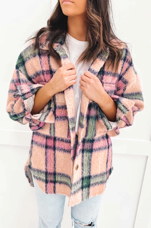 Sports Yoga Style Slim-fit wool coat Leigh Shacket Pink