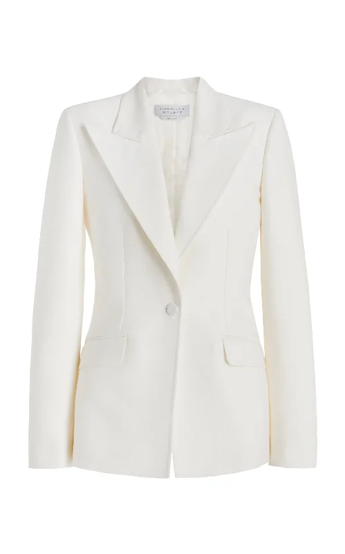 Minimal Style Tuxedo blazer Leiva Sequin Blazer in Ivory Virgin Wool