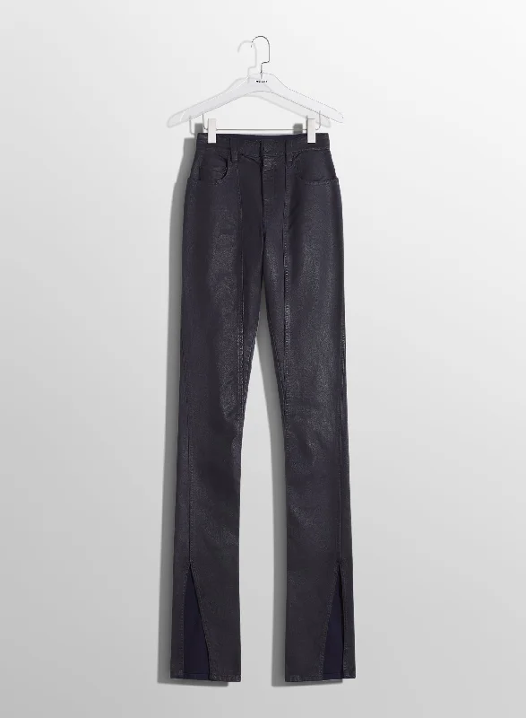 Sports Fitness Wear midnight blue waxed skinny jeans