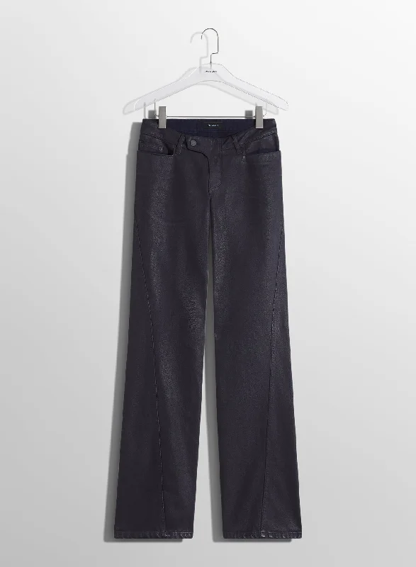 Street Style midnight blue waxed straight leg jeans