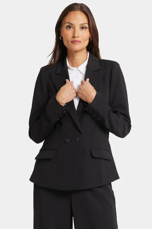 Printed pattern Duster coat Modern Blazer Jacket - Black