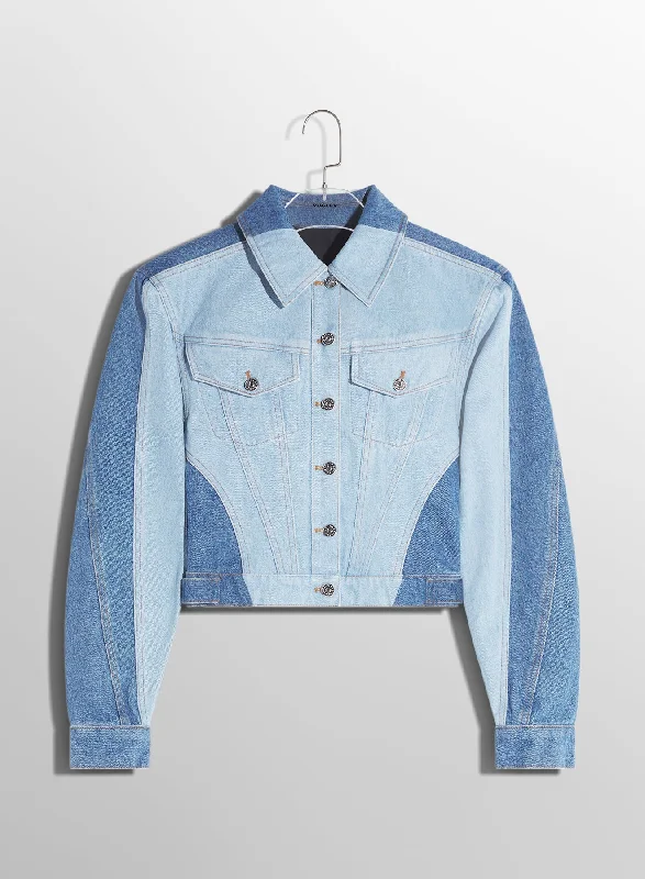 Black And White Style bi-tone blue denim jacket