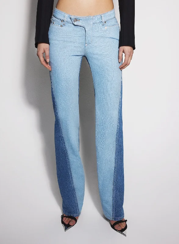Sports Tights bi-tone blue straight leg jeans