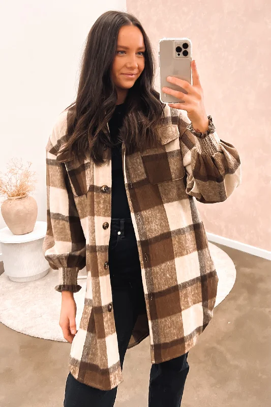 Elegant Style Fur-lined jacket Nixon Shacket Brown