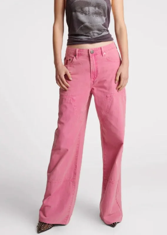 Renaissance Style One Teaspoon Canvas Jackson Pants Pink Flame