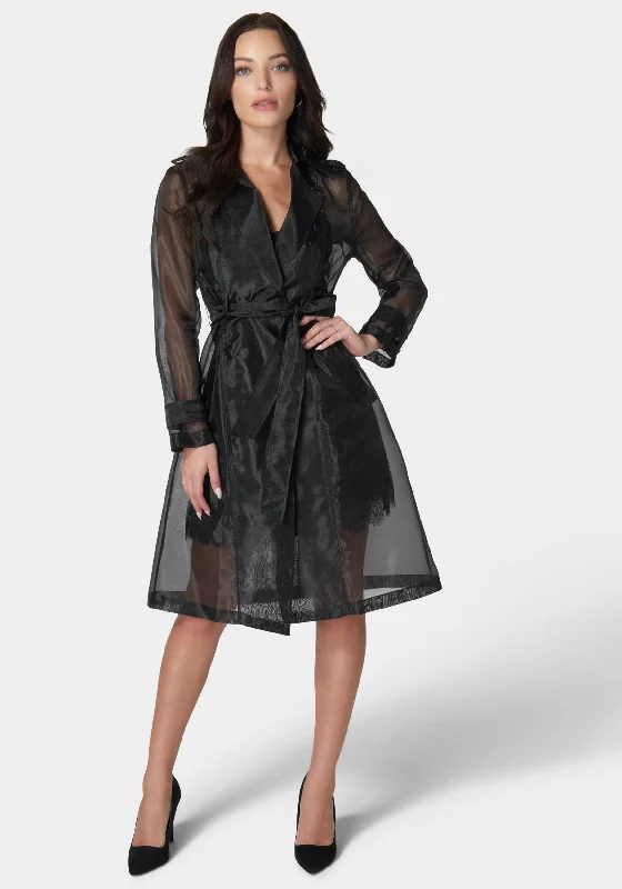 Classic style Straight-leg coat Organza Trench Coat