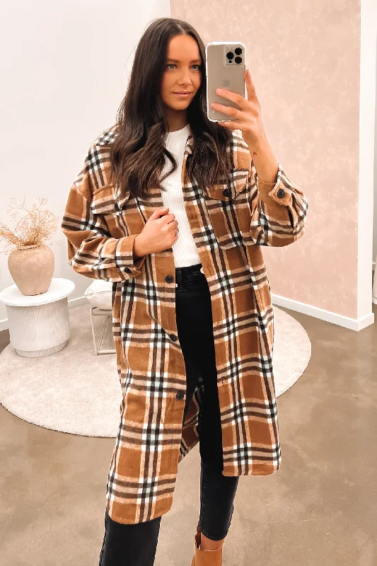 Sports Comfort Style Relaxed-fit coat Perry Shacket Tan