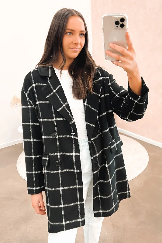 Street Letter Style Streetwear jacket Raya Coat Black Check