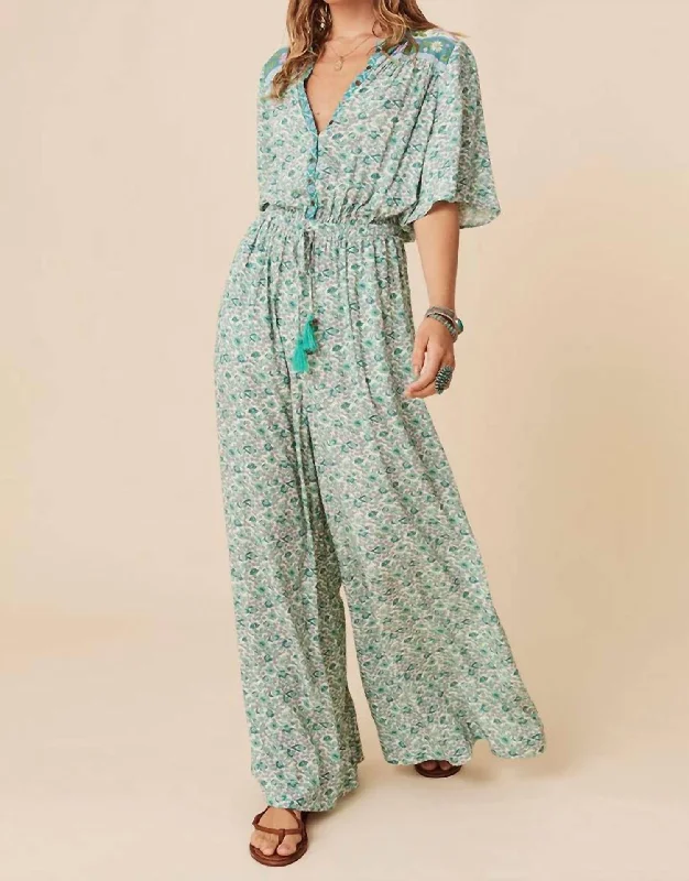 Retro Style Cropped lace bodysuit Sienna Jumpsuit In Green