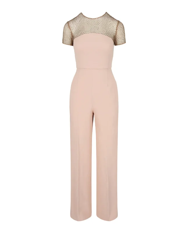 Letter embroidery Plunge-neck bodysuit Stella McCartney Crystal-Embellished Short Sleeve Jumpsuit