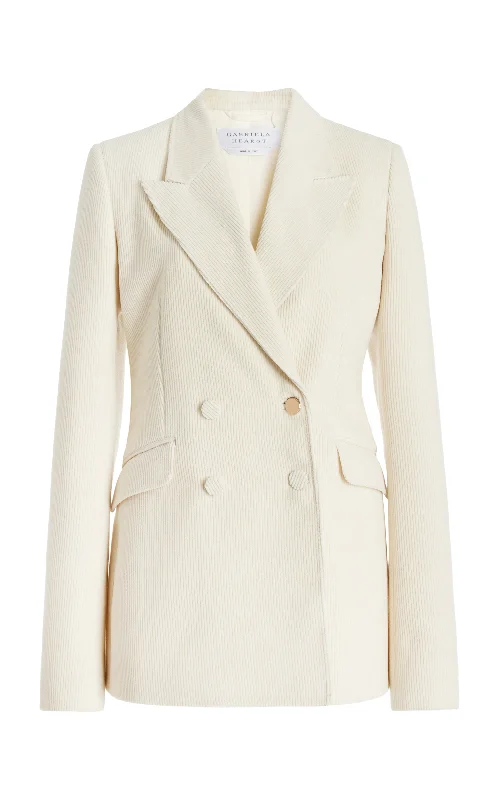 Sports High Waist Style Zip-up blazer Stephanie Blazer in Ivory Cashmere Corduroy