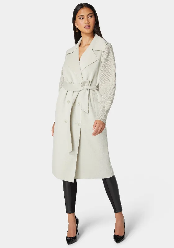 Minimal Style Layered coat Sweater Sleeve Double Face Coat