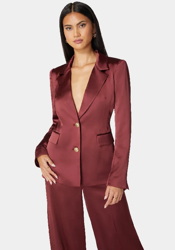 Sports Functional Style Hooded trench coat Tailored Satin Blazer